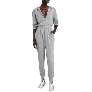 WeWoreWhat Leisure Suit Heather Grey Knit Jersey Hooded Jumpsuit Small NWT